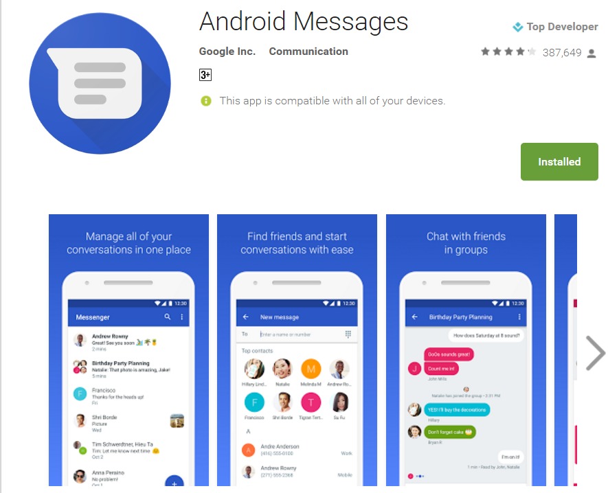 Google Messenger renamed as Android Messages