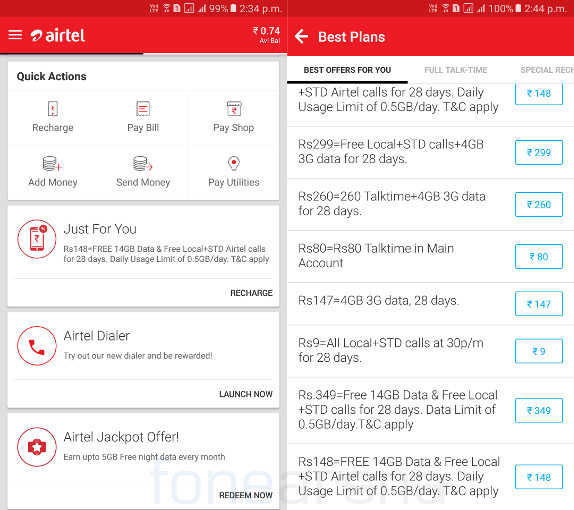 Airtel Unlimited Bundled plans