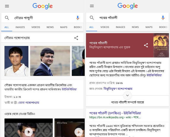 Google Search Knowledge Graph Bengali