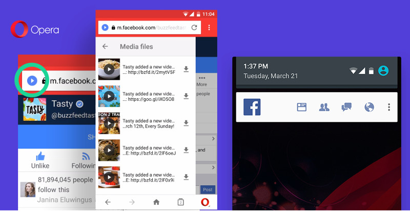 Opera Mini for Android automatic scanning, facebook notificaiton