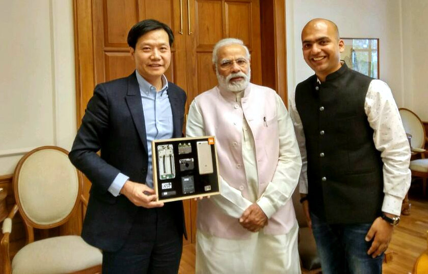 Xiaomi CEO Lei Jun with Narendra Modi