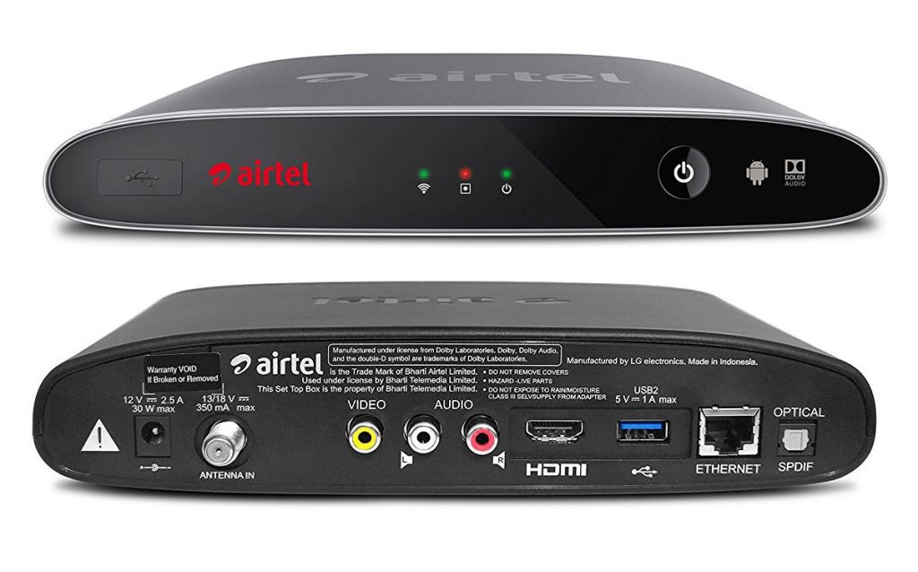 Airtel Internet TV Hybrid DTH and 4K Android TV box launched