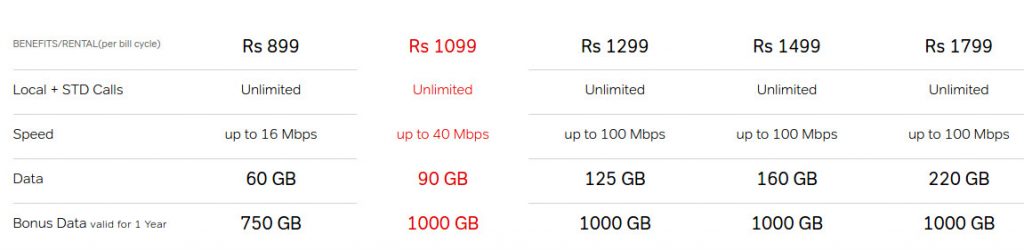 Airtel Broadband 1000GB Delhi