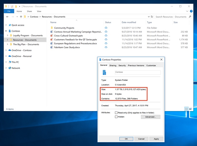 oneDrive files on demand