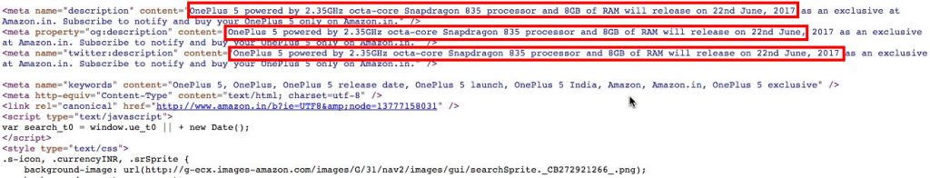 OnePlus 5 8GB RAM Amazon India source code