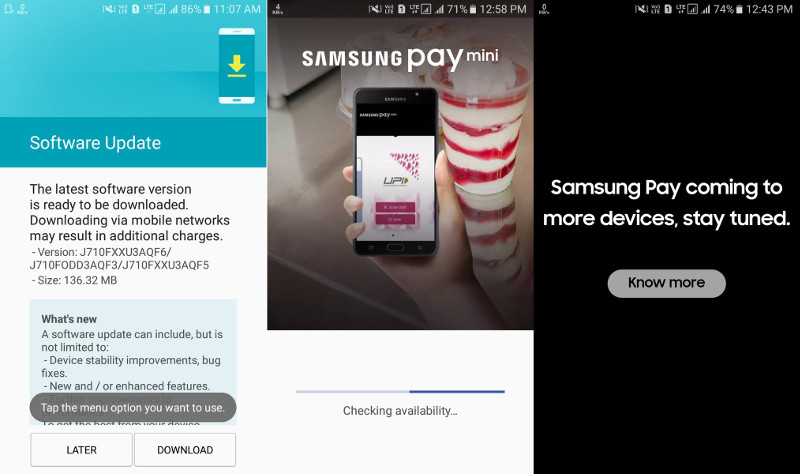 Samsung Galaxy J7 2016 Samsung Pay Mini