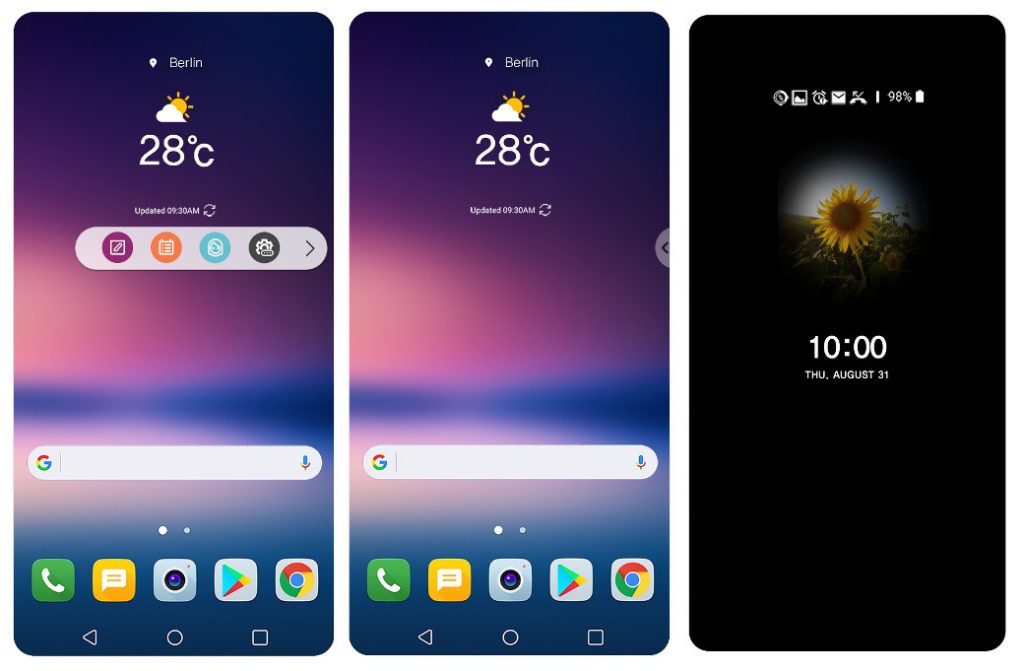 LG V30 Floating Bar and Always On Display