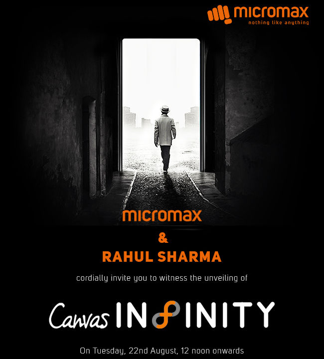 Micromax Canvas Infinity launch invite August 22