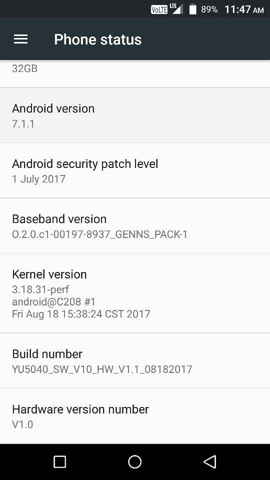 Yu Yureka Black Android 7.1