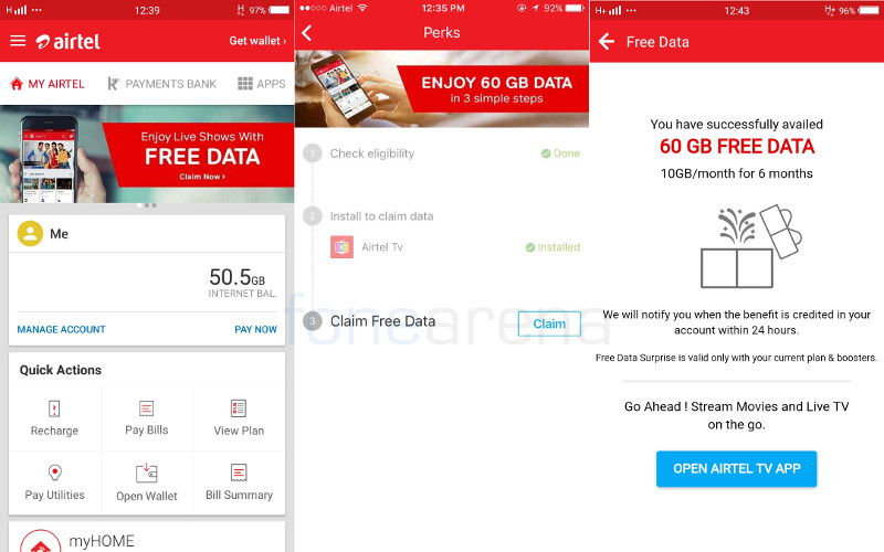 Airtel 60GB free data