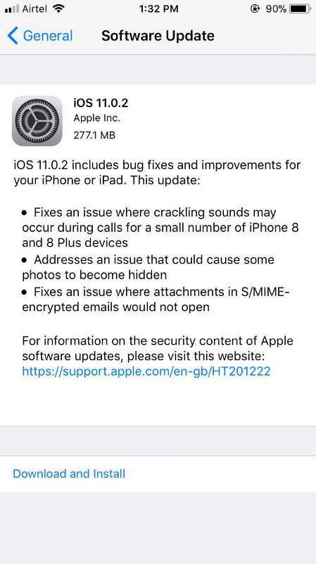 Apple iOS 11.0.2 for iPhone