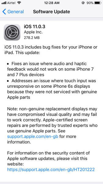 Apple iOS 11.0.3