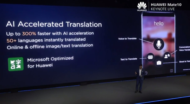 Microsoft translator Mate 10 NPU