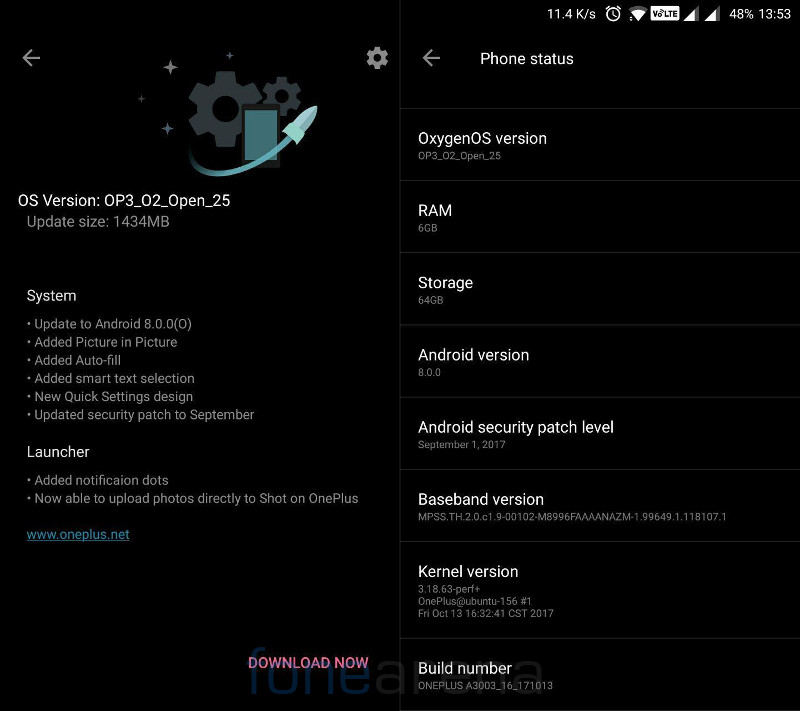 OnePlus 3T Open Beta 25 Android 8.0 Oreo