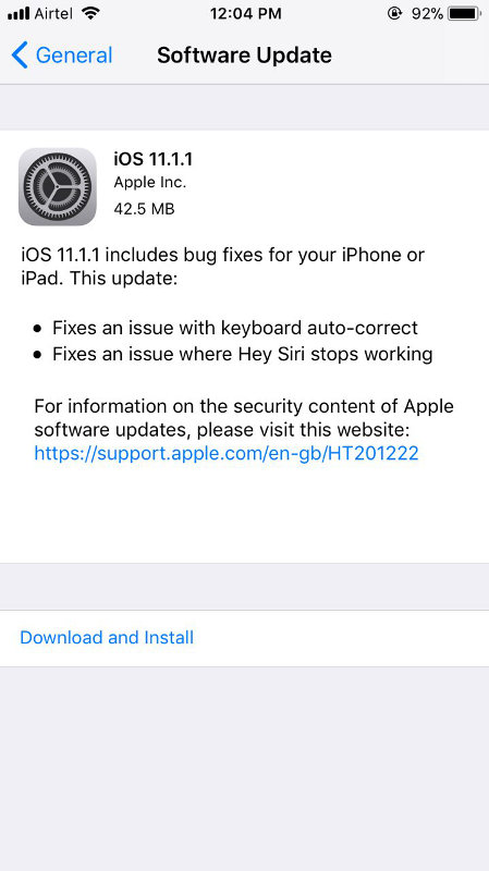 Apple iOS 11.1.1