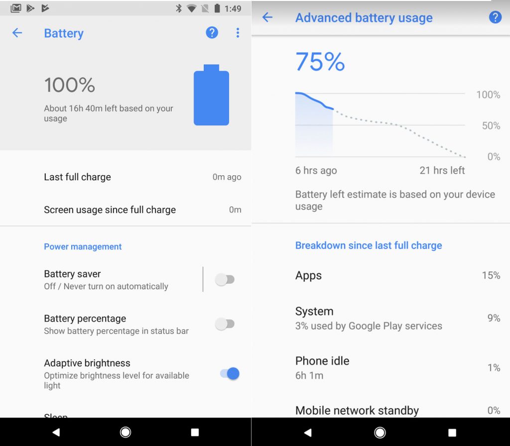 Google Pixel personalized battery estimate