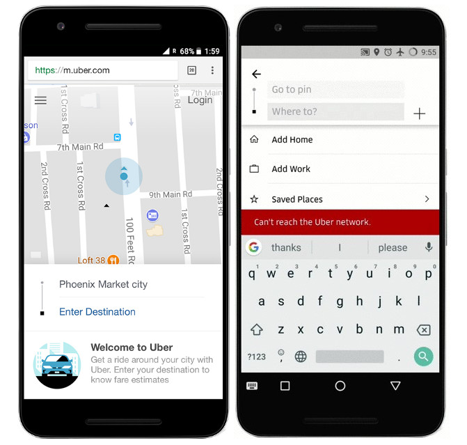 Uber Web app and offline search