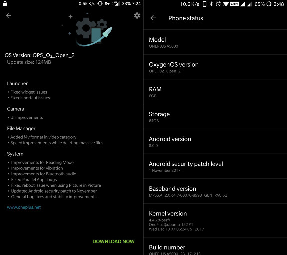 OnePlus 5T Android Oreo 8.0 Open Beta 2