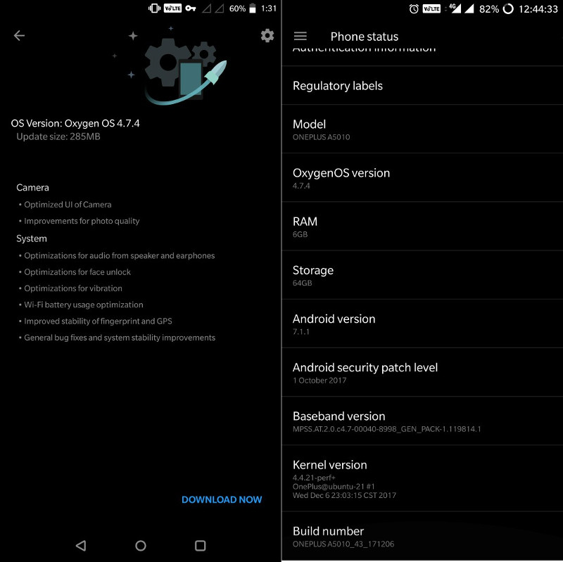 OnePlus 5T OxygenOS 4.7.4