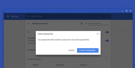 google chrome update saved password