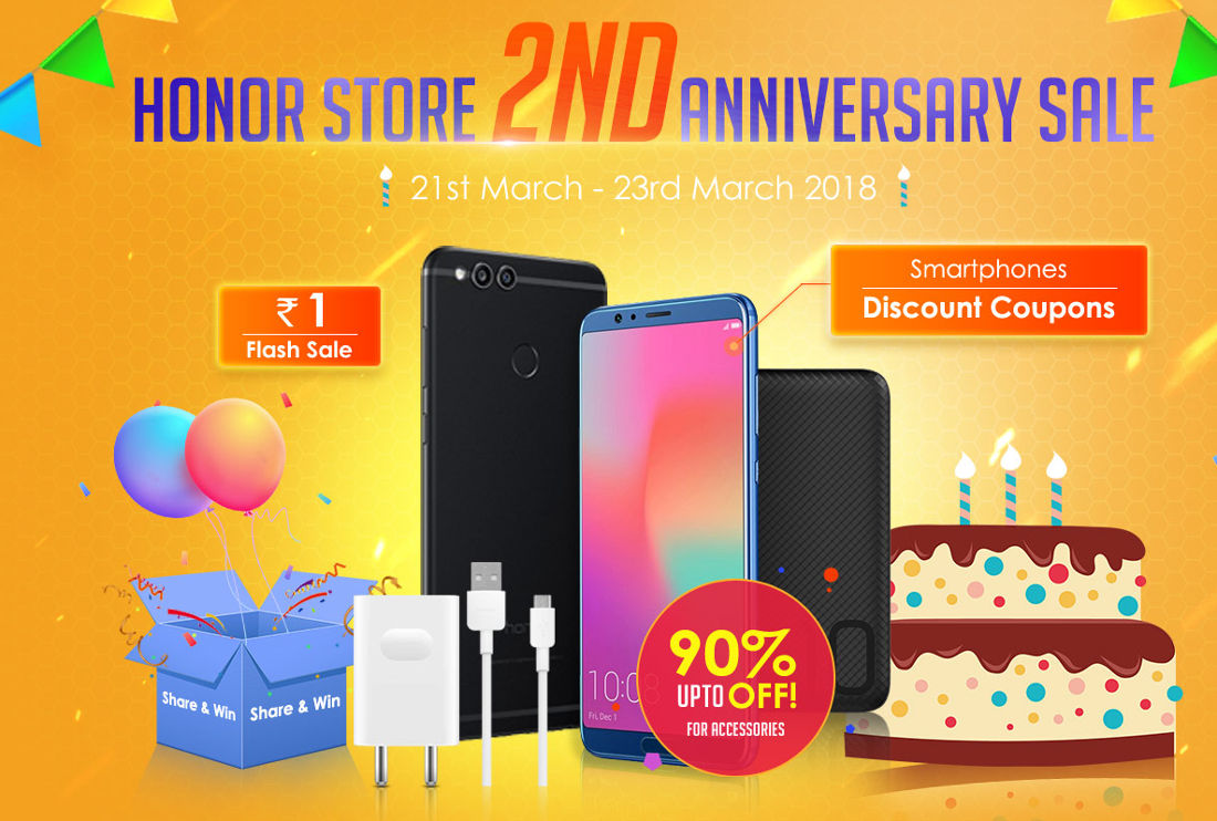 Honor Store 2nd anniversary sale from March 21 to 23 – Re. 1 flash