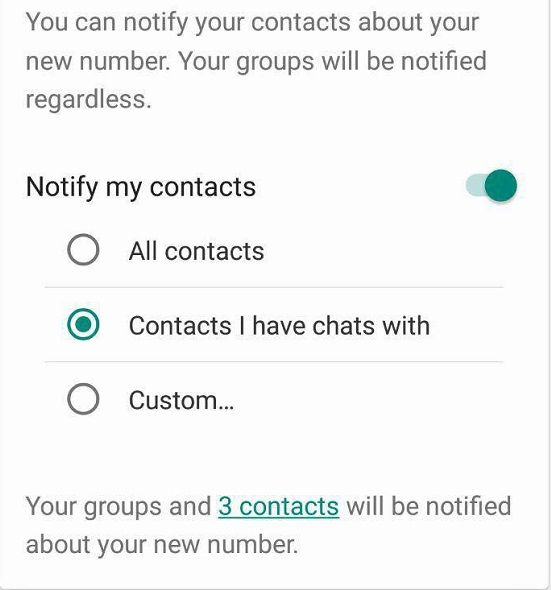 whatsapp number change message to friends