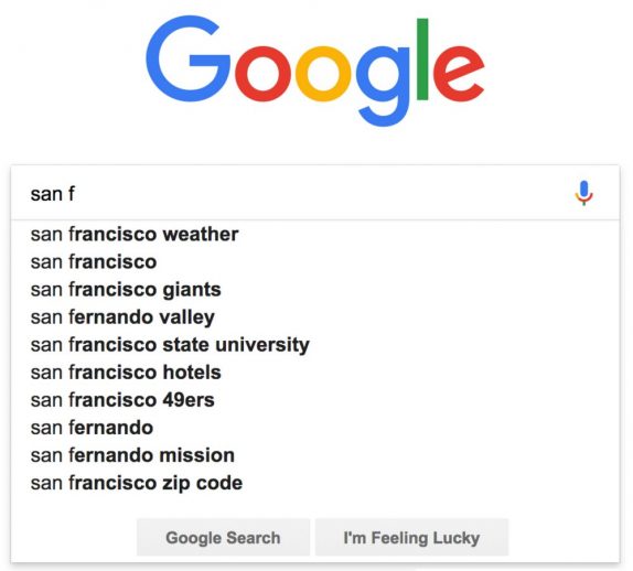 Google Search autocomplete Predictions
