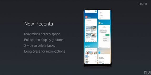 MIUI 10 Recent Menu