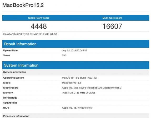 macbook pro 2018 cpu