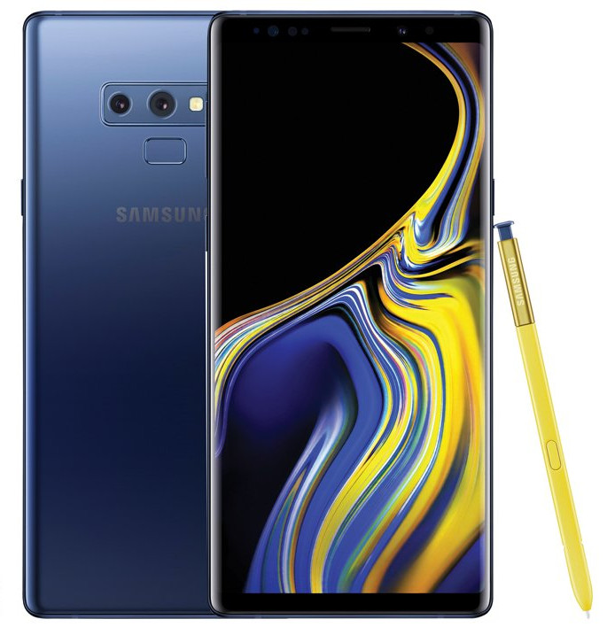 Samsung Galaxy Note9 with dual rear cameras, gold S Pen surfaces