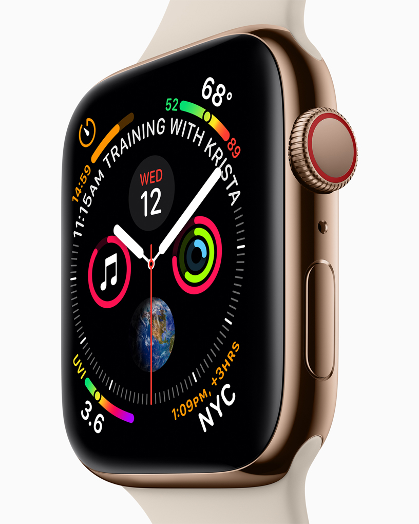 Apple Watch Series 4 with edge-to-edge curved display, ECG, Fall