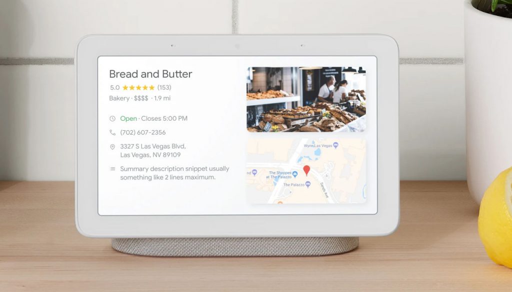 Google Home Hub smart display with 7-inch touch screen display, built