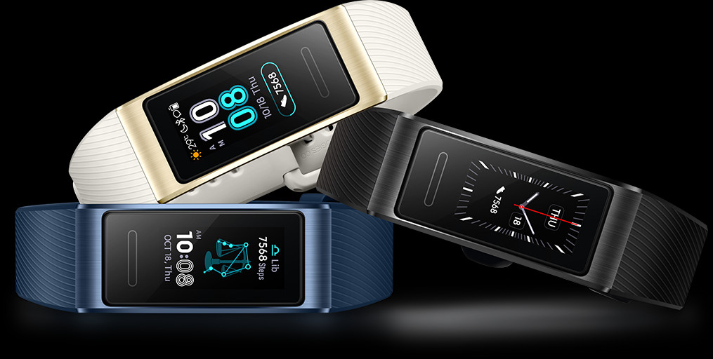 Huawei Band 3 Pro with 0.95-inch AMOLED color display, 50-meter water