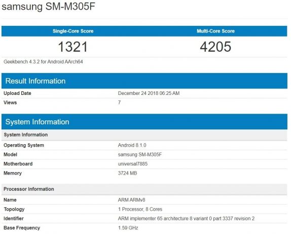 Samsung Galaxy M30 with Exynos 7885, 4GB RAM, Android Oreo surfaces in benchmarks