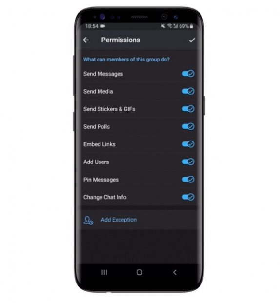 Telegram permissions