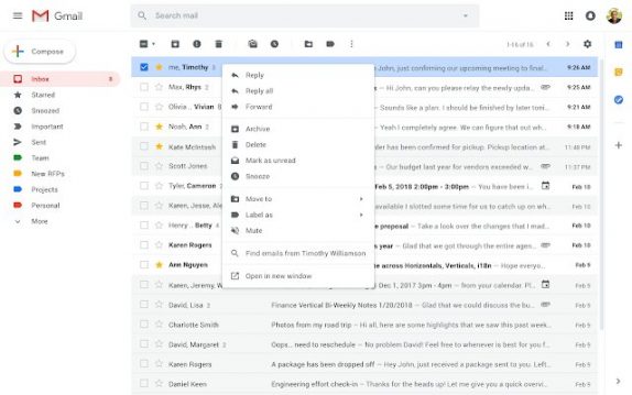 Gmail Right-Click