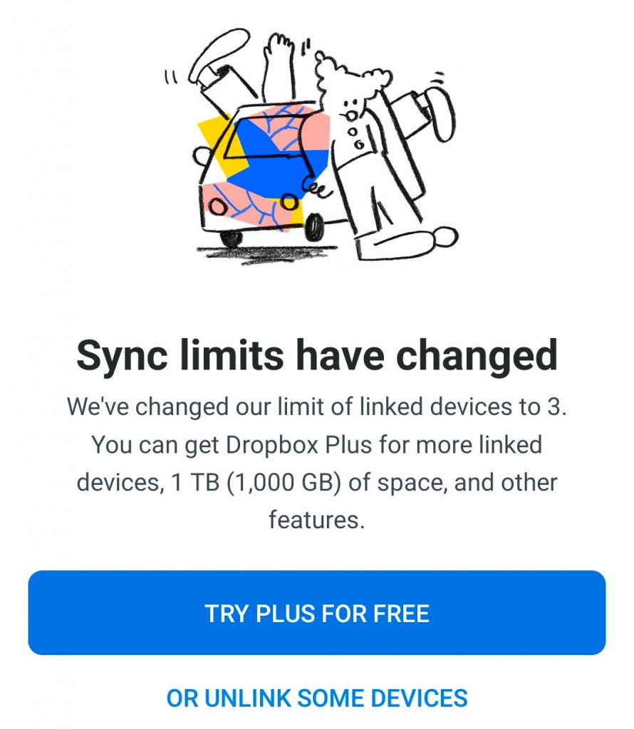 dropbox free storage limit