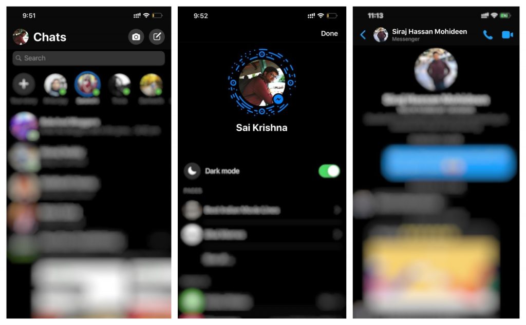 Facebook Messenger Dark Mode