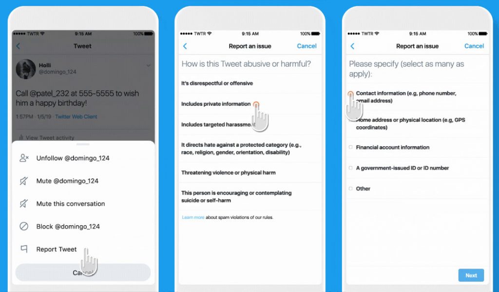 Twitter makes it easier to report tweets that share personal information
