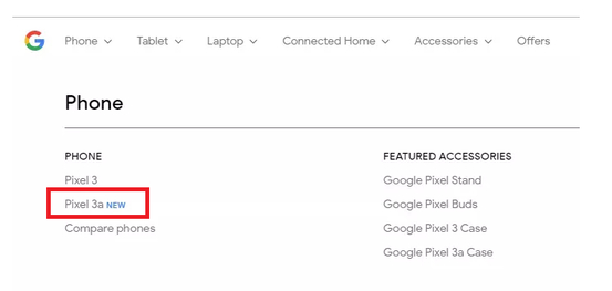 Google Store website confirms existence of Pixel 3a smartphone