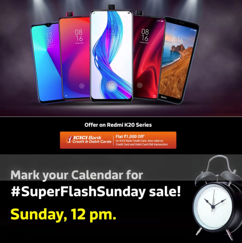 Flipkart Super Flash Sunday sale on July 28: Redmi K20 and K20 Pro with Rs. 1000 ICICI Discount, Realme X and more