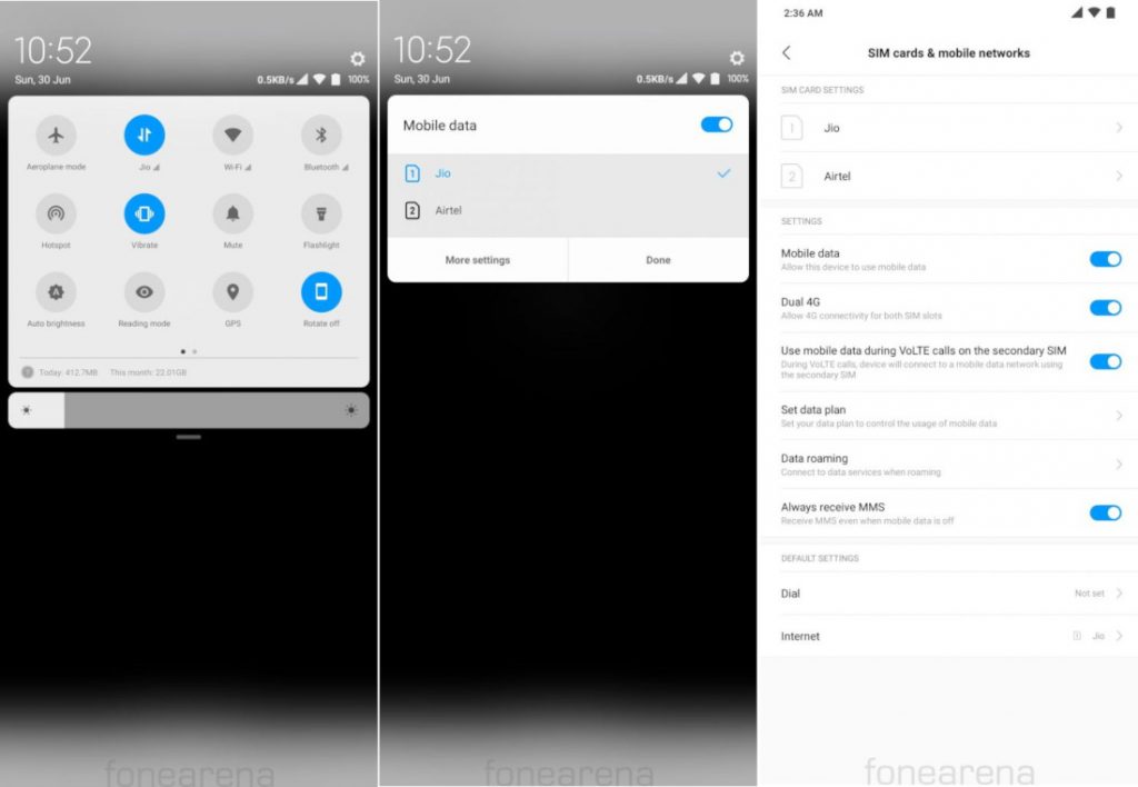 MIUI update brings shortcut to switch SIM card for data connectivity