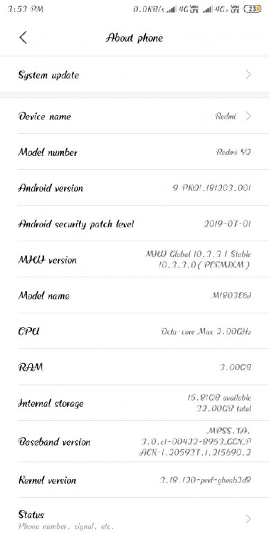 redmi y2 android version