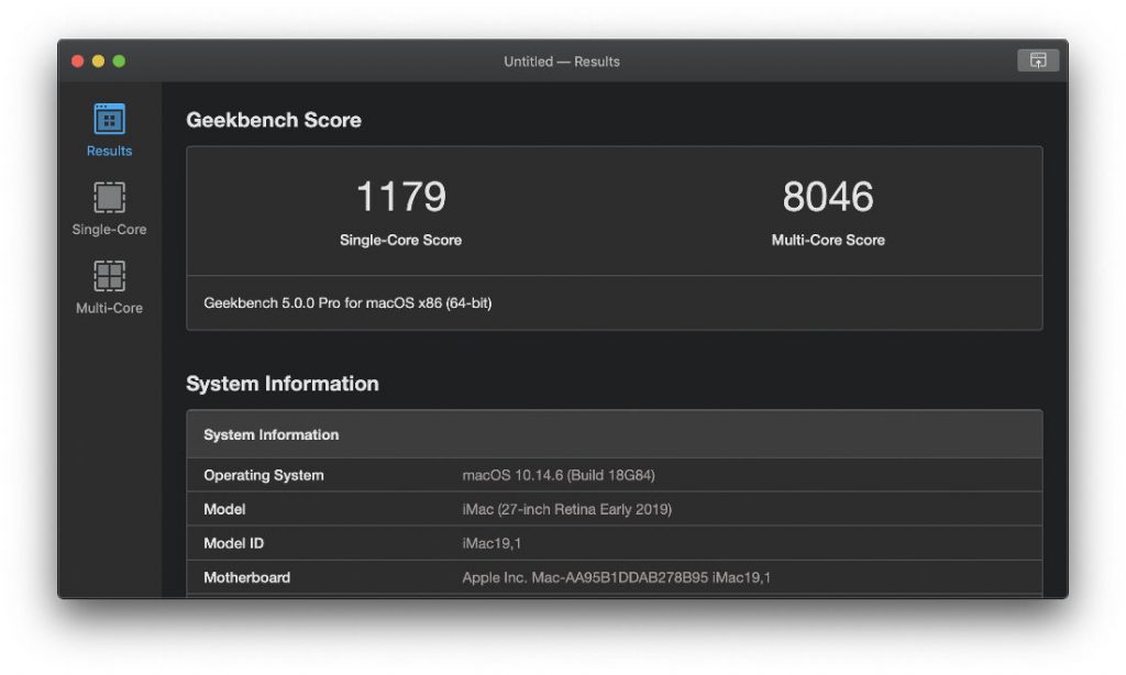 geekbench mac pro 12 core benchmark