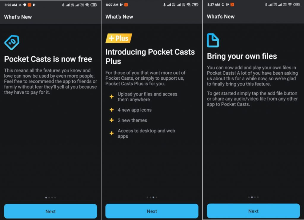 pocket casts app on screen lock