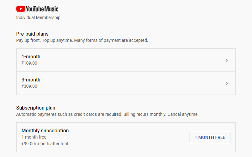 Youtube Premium And Music Premium Non Recurring Prepaid Plans Launched In India