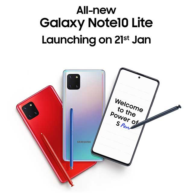 Samsung Galaxy Note10 Lite launching in India on January 21