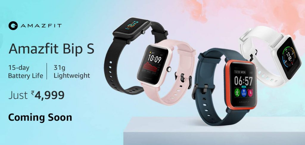 Amazfit Bip S with 1.28 inch color touch display GPS launching in