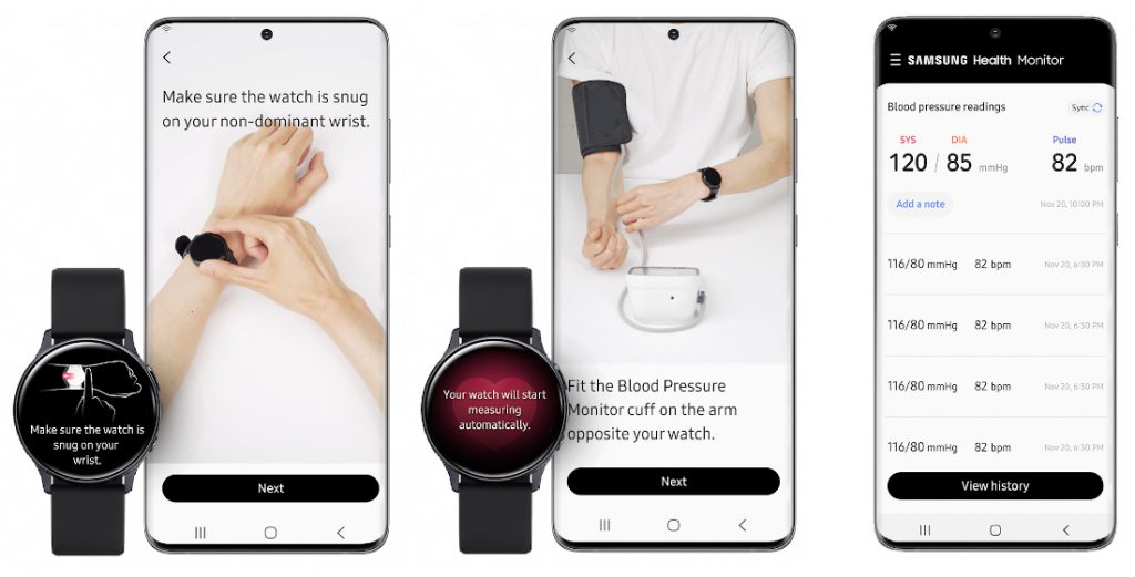 Samsung watch active online 2 blood pressure app