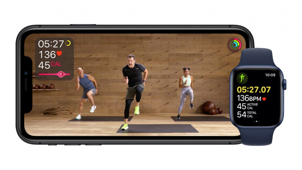 Apple Fitness+ app with Apple Watch integration and personalized studio